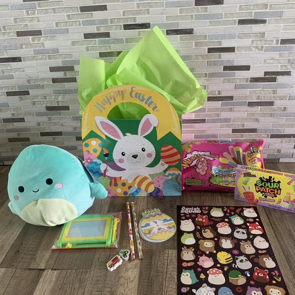 Squishmallows Easter Gift Bag, with Plush 8" Candy, toys, Stickers goodies